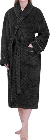 PAVILIA Women Plush Fleece Robe, Soft Textured Bathrobe, Lady Cozy Spa Long Robe in Kuwait