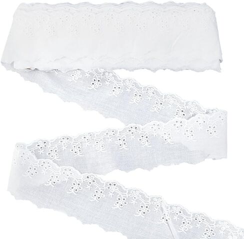 MAYJOYDIY 16 Yards Red Cotton Eyelet Lace Trim Ribbon, 2-3/8 inch Floral Embroidery Scalloped Lace, Ruffled Eyelet Fabric Trim Edge for Sewing, Garment Embellishment, Home Decoration in Saudi Arabia