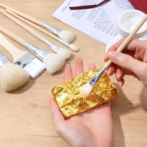 7 Pieces Mop Brush for Acrylic Painting Versatile Blending Brush Glaze Brushes for Pottery Mop Paint Brush with Wooden Handle for Acrylic Watercolor Oil Painting Art Goat Hair Paint Brushes Set in Saudi Arabia