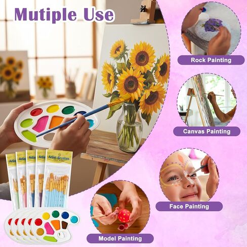 220 Pack Painting Brush Palette Set, 20 Packs of 200 Brushes and 20 Pack Palettes,Nylon Brush Head, Suitable for Oil Watercolor, etc., Perfect Art Painting Set in Saudi Arabia
