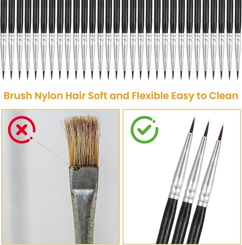 30 Pcs Fine Tip Paint Brush #0 Tiny Paint Brushes Detail Painting Brushes Miniature Thin Liner Brush for Watercolor Crafts Nail Art Oil Acrylic Face Painting Detailing in Saudi Arabia