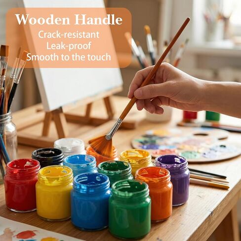 9 Pcs Fan Brush for Painting,Artist Fans Brushes Nylon Hair Long Wood Handle Painting Brush, Artist Fan Paint Brushes Set Professional Soft Anti-Shedding Fans Brushs for Oil Watercolor Gouache in Saudi Arabia