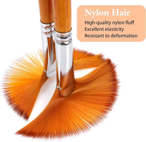 9 Pcs Fan Brush for Painting,Artist Fans Brushes Nylon Hair Long Wood Handle Painting Brush, Artist Fan Paint Brushes Set Professional Soft Anti-Shedding Fans Brushs for Oil Watercolor Gouache in Saudi Arabia