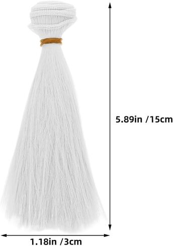 NUOBESTY 6pcs Doll Hair Wig, White Straight Fake Hair Extensions for DIY Doll Making Accessories Rerooting Crafting Party Wig Supplies in Saudi Arabia