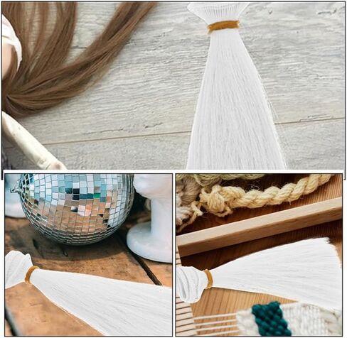 NUOBESTY 6pcs Doll Hair Wig, White Straight Fake Hair Extensions for DIY Doll Making Accessories Rerooting Crafting Party Wig Supplies in Saudi Arabia