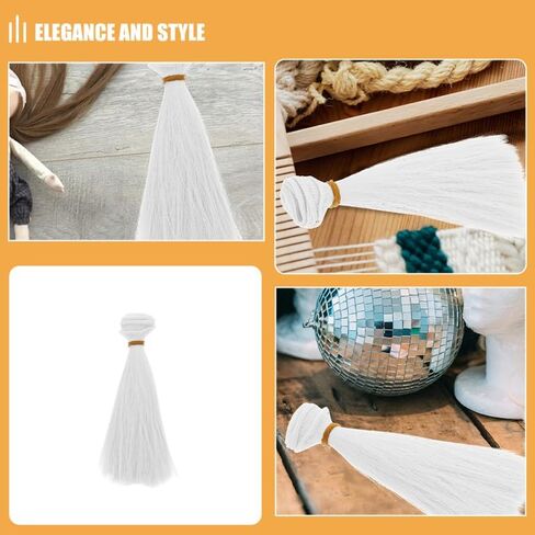 NUOBESTY 6pcs Doll Hair Wig, White Straight Fake Hair Extensions for DIY Doll Making Accessories Rerooting Crafting Party Wig Supplies in Saudi Arabia