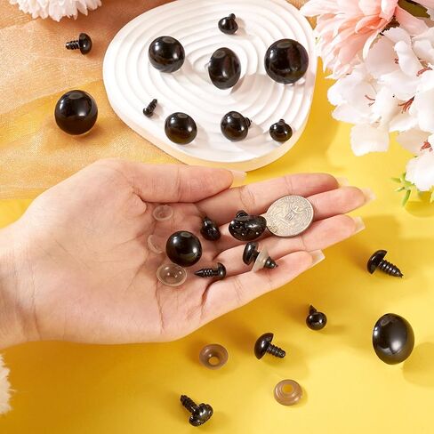 Beadthoven 260Pcs 16 Styles Resin Safety Eyes and Noses Black Stuffed Animal Eyes Kawaii Eyes and Noses Craft Dolls Eyes for Teddy Bear Amigurumi Craft Puppet Crochet Plush Animal Making in Saudi Arabia