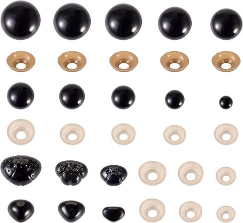 Beadthoven 260Pcs 16 Styles Resin Safety Eyes and Noses Black Stuffed Animal Eyes Kawaii Eyes and Noses Craft Dolls Eyes for Teddy Bear Amigurumi Craft Puppet Crochet Plush Animal Making in Saudi Arabia