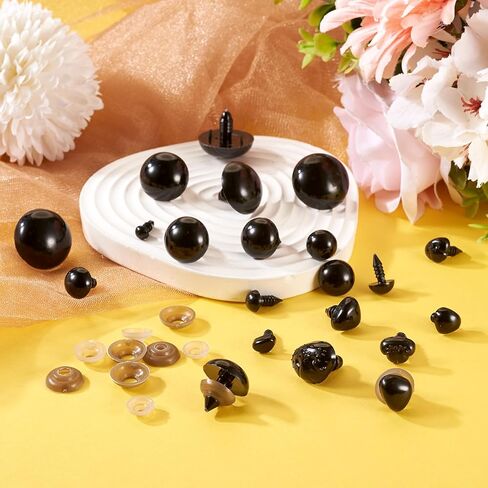 Beadthoven 260Pcs 16 Styles Resin Safety Eyes and Noses Black Stuffed Animal Eyes Kawaii Eyes and Noses Craft Dolls Eyes for Teddy Bear Amigurumi Craft Puppet Crochet Plush Animal Making in Saudi Arabia