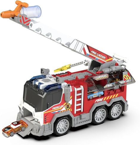 Toddler Fire Truck Toy with Water Spray | Firetruck Toy for Kids | Light & Sound Effects | Adjustable Angle & Length | Firefighter Toys | Holiday and Birthday Gifts for Boys & Girls in Saudi Arabia