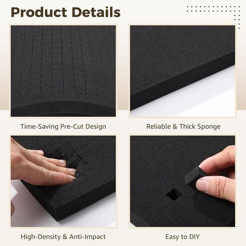 8 Pcs Pick Apart Foam Inserts, 12 x 12inch Pick and Pluck Foam Pads 0.4 & 0.8inch Thick, Shockproof Resilient Foam Inserts Linings for Customized Organization & Protection (16-inch) in Saudi Arabia
