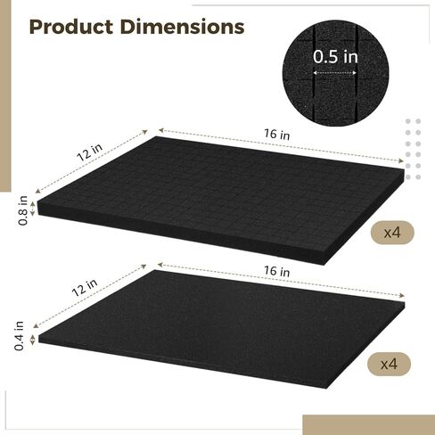 8 Pcs Pick Apart Foam Inserts, 12 x 12inch Pick and Pluck Foam Pads 0.4 & 0.8inch Thick, Shockproof Resilient Foam Inserts Linings for Customized Organization & Protection (16-inch) in Saudi Arabia
