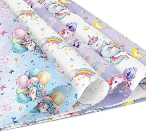 24 PCS Unicorn Scrapbook Paper Pad, Hot Air Balloon Rainbow Pattern Double Sided Decorative Paper for DIY Handmade Art Card Making, Scrapbook Album Decoration, Party Decor Supplies in Saudi Arabia