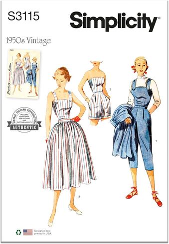 Simplicity SS3115H5 بدلة لعب مكونة من قطعتين بدون أكمام وتنورة، رمز التصميم S3115، المقاسات 6-8-10-12-14 in Kuwait
