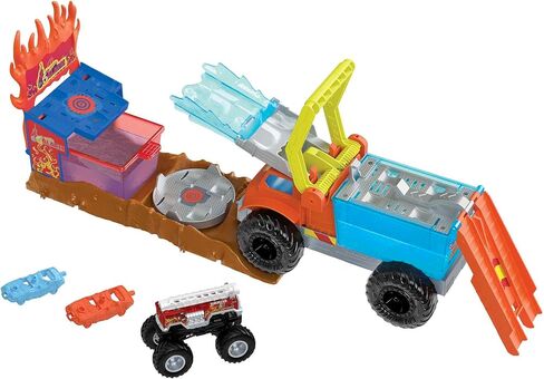 Hot Wheels Monster Trucks Color Shifters 5 Alarm Rescue with Color Shifter Truck, 2 Demolition Cars and 1 Trailer in Saudi Arabia