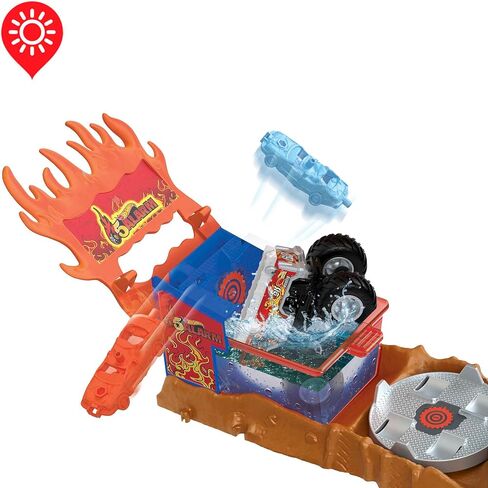 Hot Wheels Monster Trucks Color Shifters 5 Alarm Rescue with Color Shifter Truck, 2 Demolition Cars and 1 Trailer in Saudi Arabia