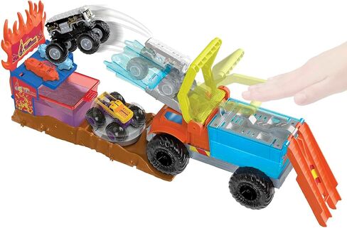Hot Wheels Monster Trucks Color Shifters 5 Alarm Rescue with Color Shifter Truck, 2 Demolition Cars and 1 Trailer in Saudi Arabia