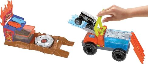 Hot Wheels Monster Trucks Color Shifters 5 Alarm Rescue with Color Shifter Truck, 2 Demolition Cars and 1 Trailer in Saudi Arabia