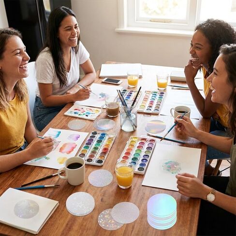 180 Pcs Badge Protective Film 70 mm/2.76 in, 9 Styles Button Maker Supplies Holographic Glitter Film for 2.25 In/58 mm Button Maker, Round Badge Buttons Making Parts for DIY Pinback Buttons Crafts in Kuwait