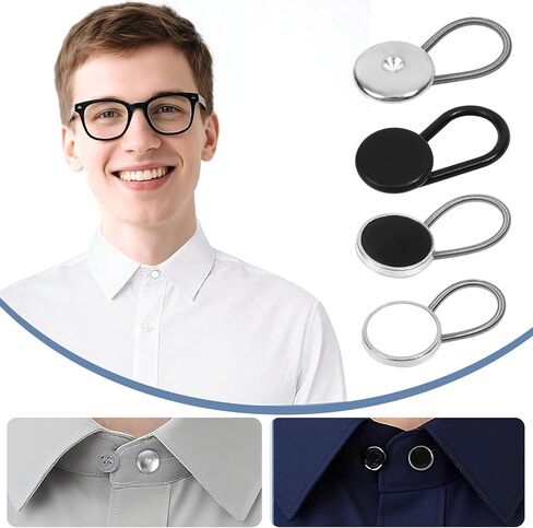 Collar Extenders for Mens Shirts, 8 PCS Button Extender for Dress Shirts, Suit, Tie, Extension 0.79-1.57 Inches (4 Styles in Saudi Arabia
