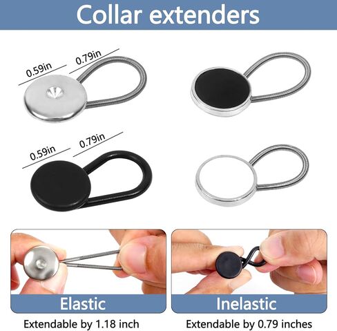 Collar Extenders for Mens Shirts, 8 PCS Button Extender for Dress Shirts, Suit, Tie, Extension 0.79-1.57 Inches (4 Styles in Saudi Arabia