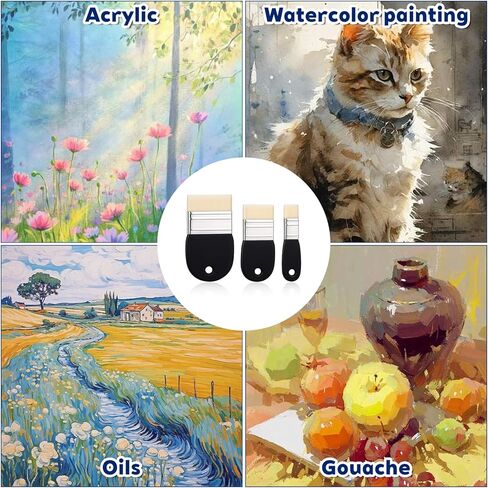 3 Pack Wide Paint Brushes for Acrylic Painting, Flat Paddle Paint Brush Set, Nylon Painting Brushes for Acrylic, Oil, Varnishes, Watercolor, Painter, Artist(1/2/3 Inch) in Saudi Arabia