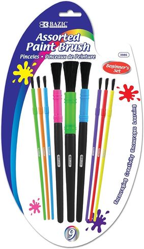 BAZIC Products Paint Brushes Set Round Natural Bristle Stencil Brush, Paintbrushes for Acrylic Oil Watercolor Gouache Art (4/Pack), 1-Pack in Saudi Arabia