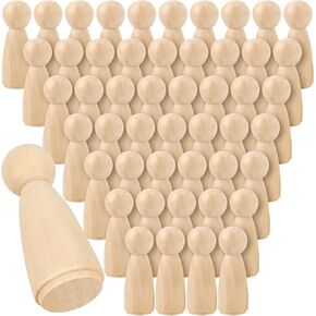 MOUYAT 100 PCS 5/8 x 1-3/4 Inch Wooden Peg Dolls, Unfinished Angel Girl Wood Peg People Doll Bodies, Wooden People Figures for Painting, Craft Art Projects in Saudi Arabia
