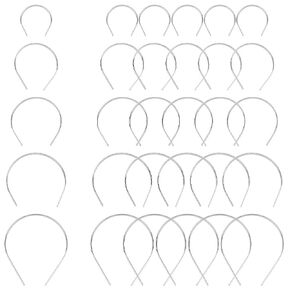 freebloss 30pcs دمى الشعر هوب صغيرة معدنية دمية عقال دمية اكسسوارات الشعر، فضي عادي فارغ عصابات معدنية صلبة DIY الاكسسوارات الحرفية 5 أحجام in Saudi Arabia