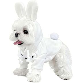 Dog Easter Bunny Costume with Rabbit Ears & Fluffy Tail,Cute Rabbit Pet Outfit for Small Medium Large Dogs,Warm Plush Halloween Party Puppy Clothes Hoodie Sweater Shirt,M in Kuwait