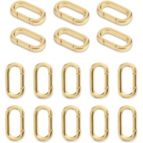 18K Gold Filled Jewelry Clasps Oval Spring Clip Carabiner Necklace Bracelet Shortener Connector for DIY Crafts (14mm-12 pcs) in Saudi Arabia