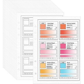 25 Sheets A5 Waterproof Swatch Papers with Vellum Paper 140LB/300GSM 100% Cotton Water Color Artists Painting Swatch Page 6 Ring Loose Leaf Painter's Color Diary for Acrylic Marker Wet & Dry Media in Kuwait