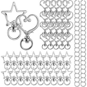 1 Box 40 Pcs Star Shaped Spring Snap Keychain, 2 Styles Star Heart Keychain Clip Metal Silver Swivel Lobster Claw Clasp Swivel Snap Hook Key Ring for DIY Crafts Jewelry Making Keychains in Saudi Arabia