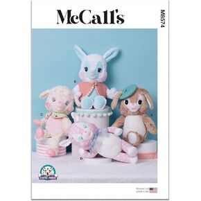 McCall's M8574OS Puppy, Bunny. Lamb, and Fawn Plush Animals Sewing Pattern Packet by Carla Reiss, Design Code M8574, One Size in Saudi Arabia