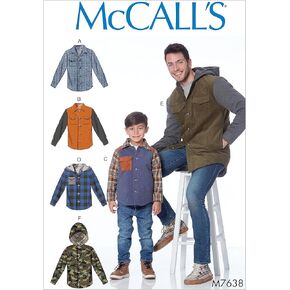 سترات McCall's Patterns للرجال والأولاد مبطنة بأزرار أمامية مع خيارات غطاء محرك السيارة in Kuwait