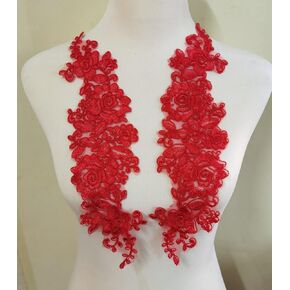 2pairs Lace Embroidery Big Flower Patch Children's Wedding Dress Costume DIY Decorative Flower Stickers (Green F) in Kuwait