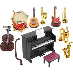 IMIKEYA 12pcs Dollhouse Musical Instruments: 1:12 Scale Miniature Violin Piano Trumpet Saxophone Electric Guitar Tiny Instruments Set Musical Model for Xmas Party Mini House Room Succulent in Kuwait
