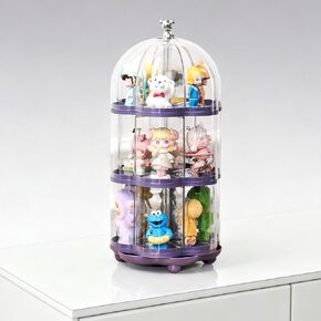 360° Rotating Clear Acrylic Display Case for Collectibles,3-Layer Hobby Figure Display Case Box with Spinning Base,Figurine Display Shelf for Funko Pop,Pop Mart,Labubu,Amiibo & Hobby Models in Kuwait