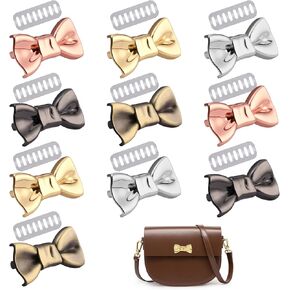10 Pieces Metal Labels Tags with Shim, 5 Colors Bowknot Alloy Labels Signs, DIY Handmade Bag Purse Making Hardware, Clothes Shoes Sewing Items Accessories (Gold, Silver, Rose Gold, Bronze, Black) in Kuwait