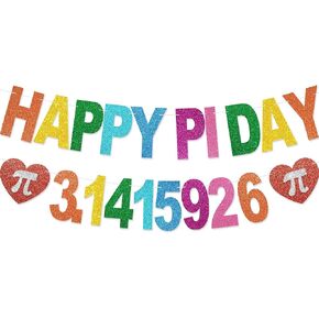 Happy Pi Day Banner - NO DIY Pi Day Decorations For Party Supplies Colorful Glitter Pi Day Décor and Party Favors in Kuwait