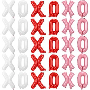 32 قطعة من بالونات عيد الحب مقاس 40.64 سم XOXO بالونات عيد الحب من رقائق الفويل لتزيين حفلات الزفاف والذكرى السنوية وحفلات الزفاف وحفلات العزوبية (متعددة الألوان) in Kuwait