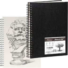 كتاب رسم ثقيل الوزن من KAKKUE مقاس 8 × 11.5 بوصة، لوحة رسم حلزونية 200 جرامًا للمتر المربع، 80 ورقة ورق رسم مثقوب خالٍ من الأحماض، لوازم فنان محترف لوحة فنية للوسائط المختلطة والرسم والرسم in Kuwait