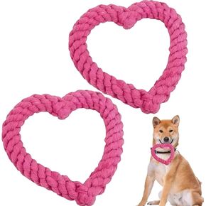 2Pcs Pink Cute Dog/Cat Chew Toys, Dog Toys for Chewers, Heavy Duty Dental Dog Rope Toy for Dogs, Creative Love Heart Shaped Interactive, Girl Puppy in Kuwait
