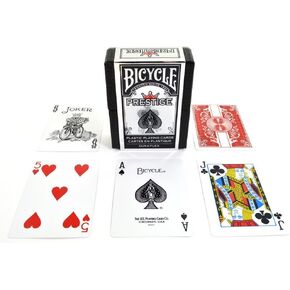 2 Decks Bicycle Prestige Poker Size Playing Cards Red and Blue 100% Plastic in Saudi Arabia