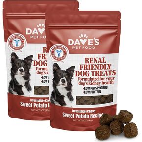 علاج الكلى للكلاب من ديف أغذية الحيوانات الأليفة للنظام الغذائي الكلوي، علاجات البطاطا الحلوة شبه الرطبة، علاجات مطاطية منخفضة الفوسفور، دعم الكلى للكلاب، يكمل طعام الكلاب الصديق (عبوتان) in Kuwait