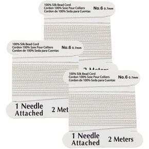 LeGolds 3 Pieces Jewelry Silk Beading Cord Thread and Needle Size No 6 White Color 0.7mm in Saudi Arabia