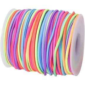 2mmx54.68 Yards Segment Dyed Stretchy Bracelet String Rainbow Elastic Cord Round Colorful Beading Thread Polyester Elastic String with Spool for Jewelry Making Necklaces Crafts in Kuwait