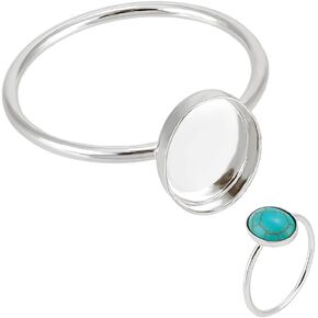 BENECREAT 925 Sterling Silver Ring Base, 0.4×0.3 Inch Platinum Oval Gemstone Ring Settings, Finger Ring Blank Base for DIY Gemstone Ring Jewelry Handicrafts Making in Saudi Arabia