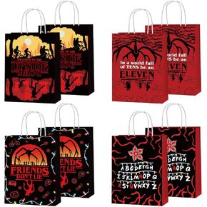 LANFUBEISI 16 قطعة من أكياس الورق لتزيين حفلات أعياد الميلاد الغريبة، مرحبًا بك على الوجهين في حقائب الأشياء الجيدة المقلوبة باللونين الأحمر والأسود ومستلزمات الحفلات بمقبض in Kuwait