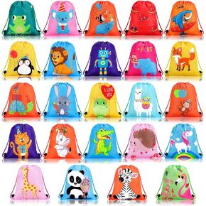 Shappy 24 Pack Drawstring Party Favors Bags Cartoon Animal Candy Goodie for Boys Birthday Kids Gift Return Girls Supplies in Saudi Arabia